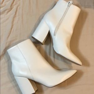 Faux white leather booties